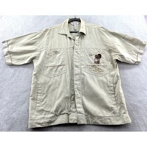 VINTAGE Hip Hop History Shirt Mens XL Linen Baggy Streetwear Button Up Short Slv